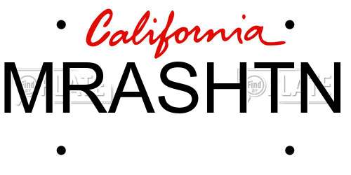 MRASHTN California License Plate