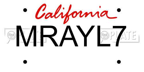 MRAYL7 California License Plate