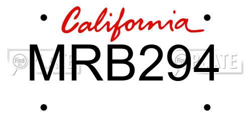 MRB294 California License Plate