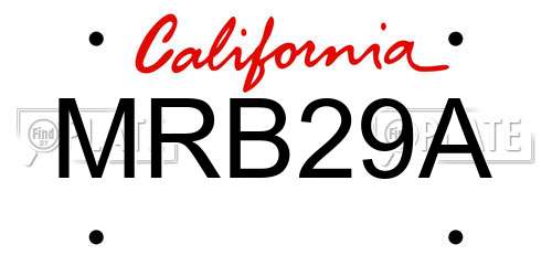 MRB29A California License Plate