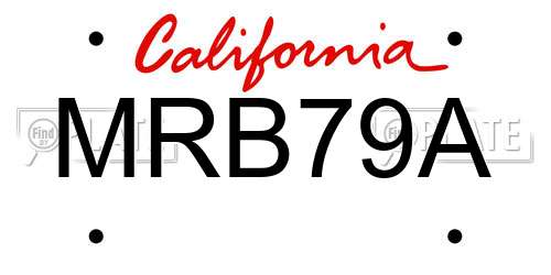 MRB79A California License Plate