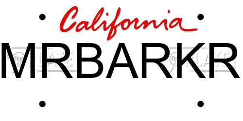 MRBARKR California License Plate