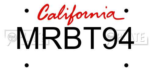 MRBT94 California License Plate