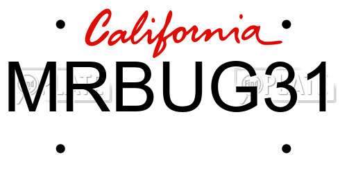 MRBUG31 California License Plate