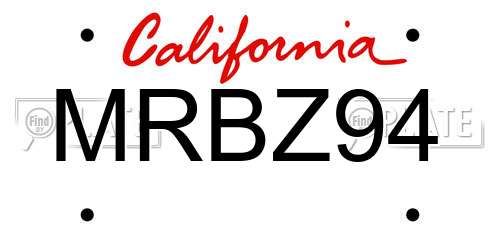 MRBZ94 California License Plate