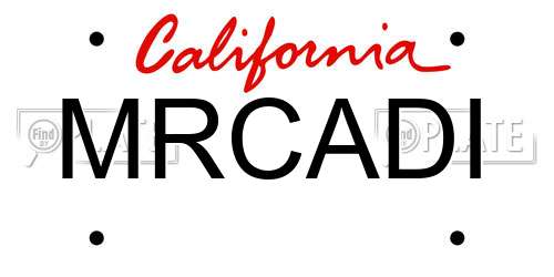MRCADI California License Plate