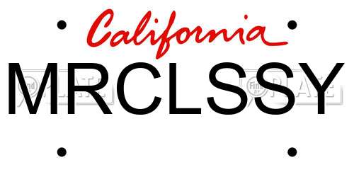 MRCLSSY California License Plate
