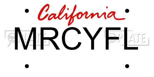 MRCYFL California License Plate
