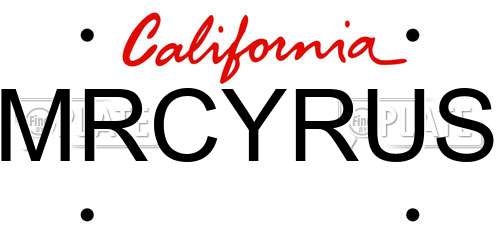MRCYRUS California License Plate