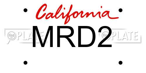 MRD2 California License Plate