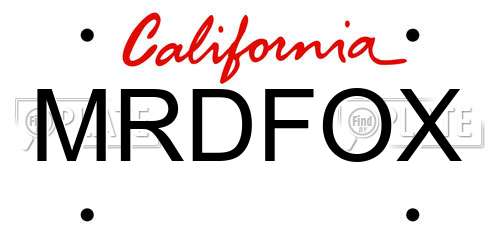 MRDFOX California License Plate