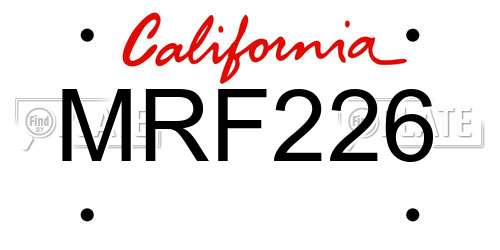 MRF226 California License Plate