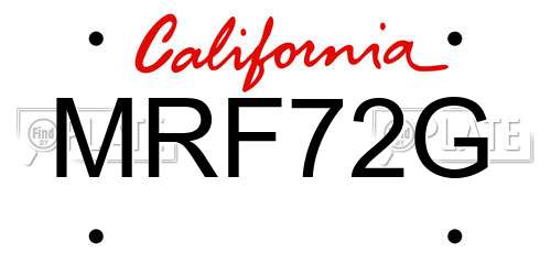 MRF72G California License Plate