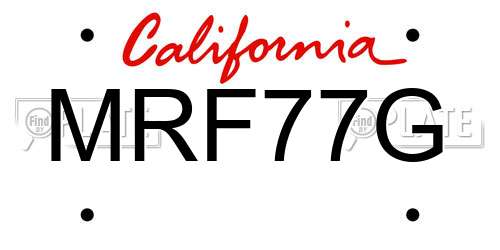 MRF77G California License Plate