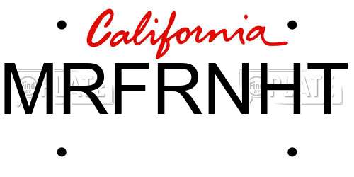 MRFRNHT California License Plate