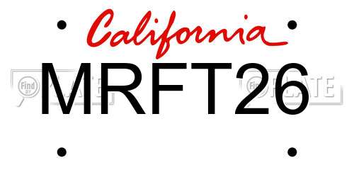 MRFT26 California License Plate
