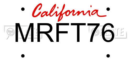 MRFT76 California License Plate