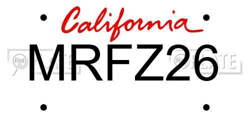 MRFZ26 California License Plate