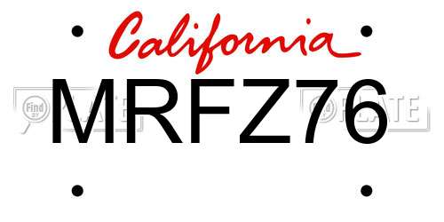MRFZ76 California License Plate