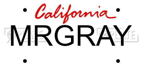MRGRAY California License Plate