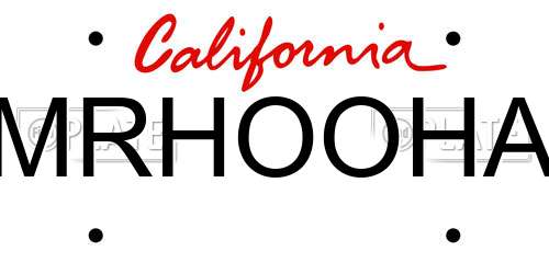 MRHOOHA California License Plate