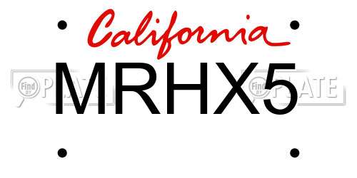 MRHX5 California License Plate