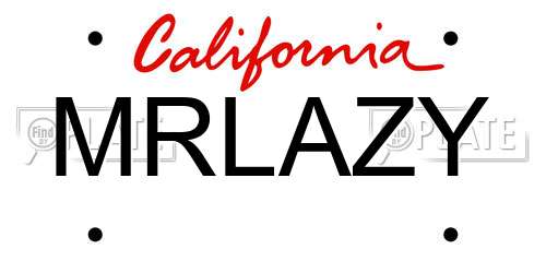 MRLAZY California License Plate