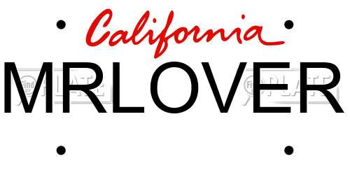 MRLOVER California License Plate