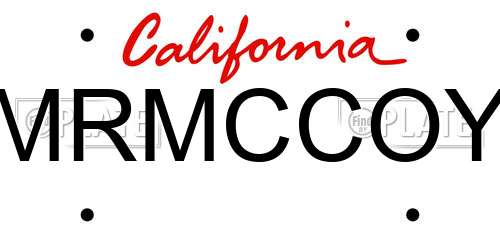 MRMCCOY California License Plate