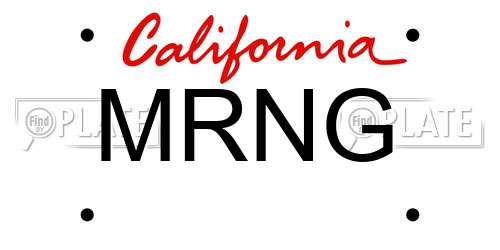 MRNG California License Plate
