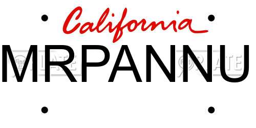 MRPANNU California License Plate