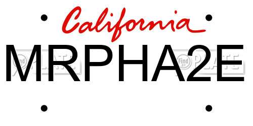 MRPHA2E California License Plate