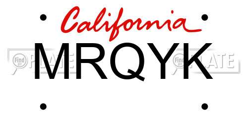 MRQYK California License Plate