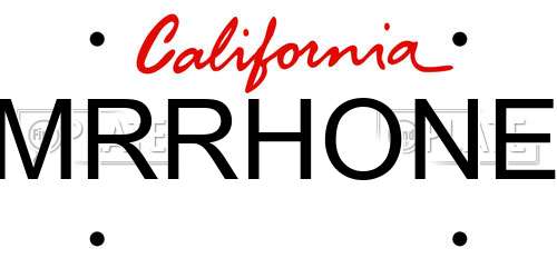 MRRHONE California License Plate