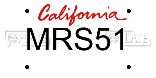 MRS51 California License Plate