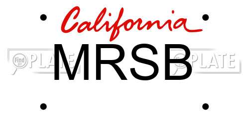 MRSB California License Plate