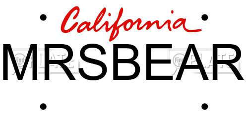 MRSBEAR California License Plate