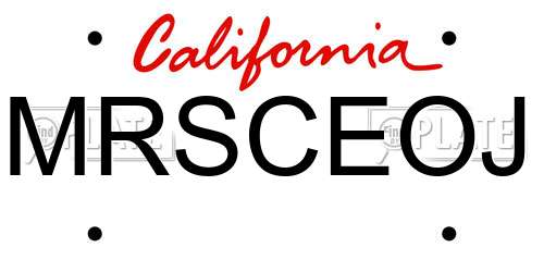 MRSCEOJ California License Plate
