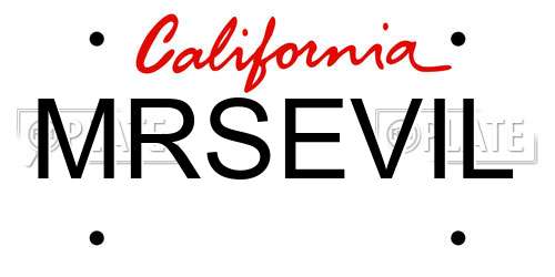 MRSEVIL California License Plate