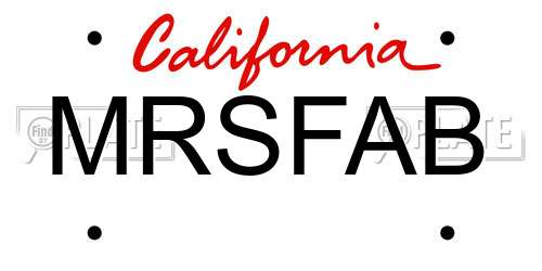 MRSFAB California License Plate