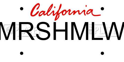 MRSHMLW California License Plate