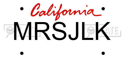 MRSJLK California License Plate