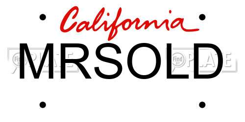 MRSOLD California License Plate
