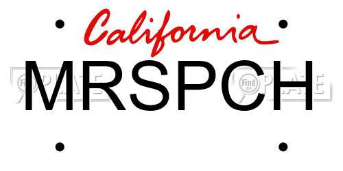 MRSPCH California License Plate