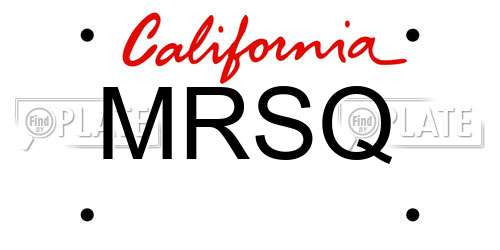 MRSQ California License Plate
