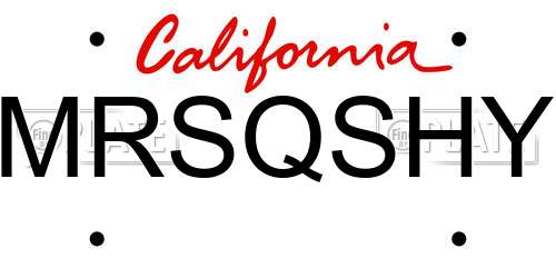 MRSQSHY California License Plate