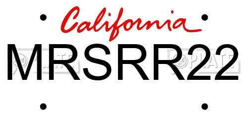MRSRR22 California License Plate