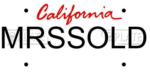 MRSSOLD California License Plate