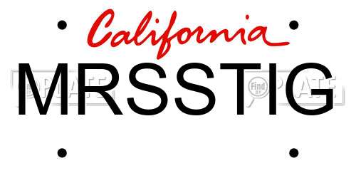 MRSSTIG California License Plate