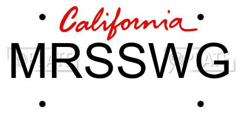 MRSSWG California License Plate